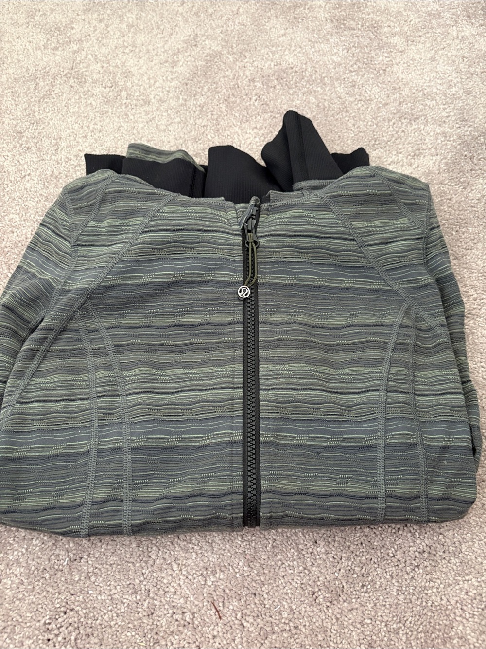 Lululemon Green Striped Zip-Up Jacket
